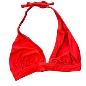 J. Crew Red Triangle Halter Bikini Top Tie Closure Size M NWT